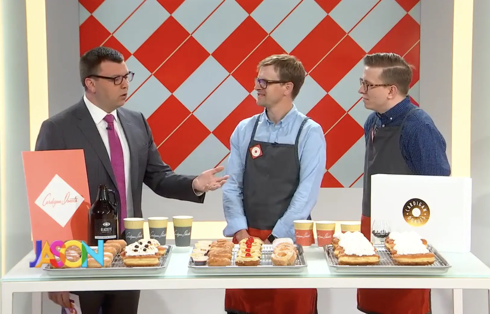 Jason Matheson gets a taste of the creations from Cardigan Donuts.